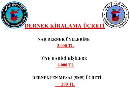NARDER SALON KİRALAMA ve SMS  <br>( Mesaj ) BEDELİ GÜNCELLENDİ.