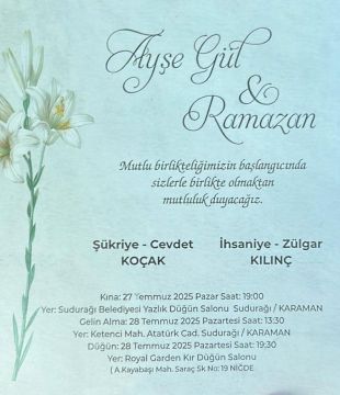 DÜĞÜN MERASİMİNE DAVETLİSİNİZ